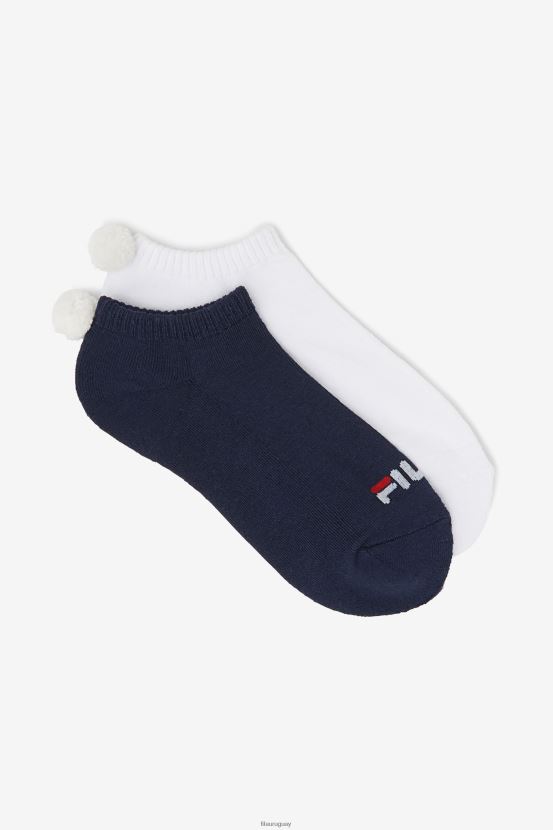 Armada FILA calcetines con pompones de tenis para mujer paquete de 2 fila azul marino 6L8PR21082