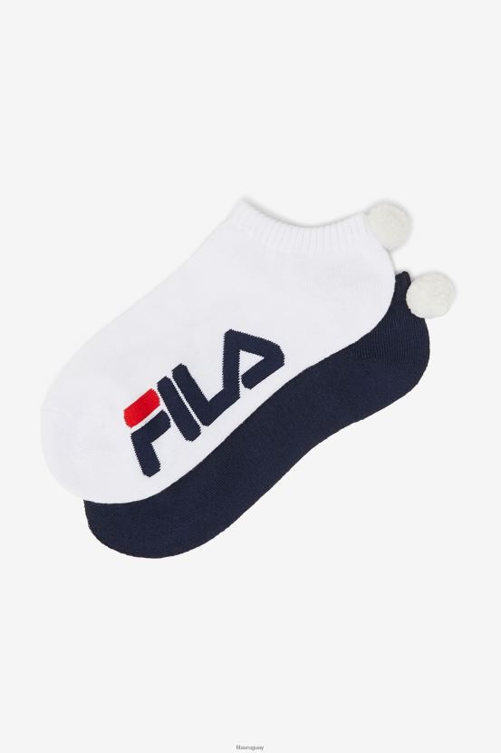 Armada FILA calcetines con pompones de tenis para mujer paquete de 2 fila azul marino 6L8PR21082