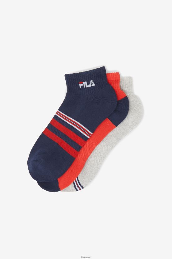 Armada FILA calcetines cortos a rayas para hombre paquete de 3 azul marino fila 6L8PR21091