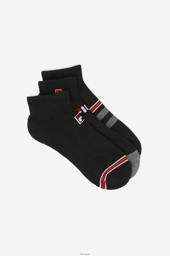 negro FILA calcetines cortos a rayas negros para hombre paquete de 3 fila 6L8PR21092