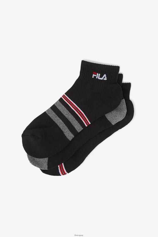 negro FILA calcetines cortos a rayas negros para hombre paquete de 3 fila 6L8PR21092