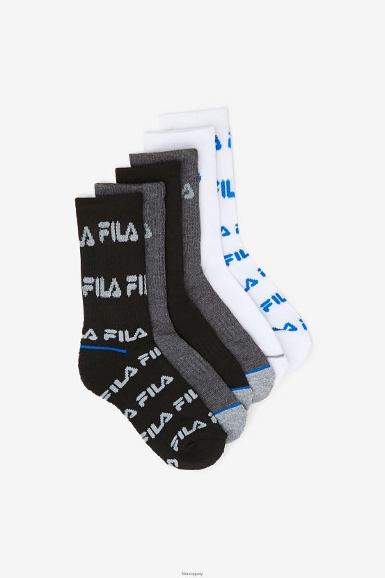 negro múltiple FILA calcetines deportivos para niños paquete de 6 fila black multi 6L8PR21058