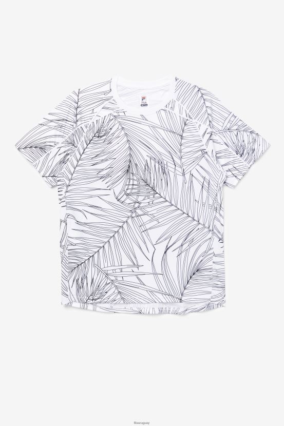 estampado de palmas blanco/blanco FILA camiseta pickleball manga corta fila white palm print/white 6L8PR21112