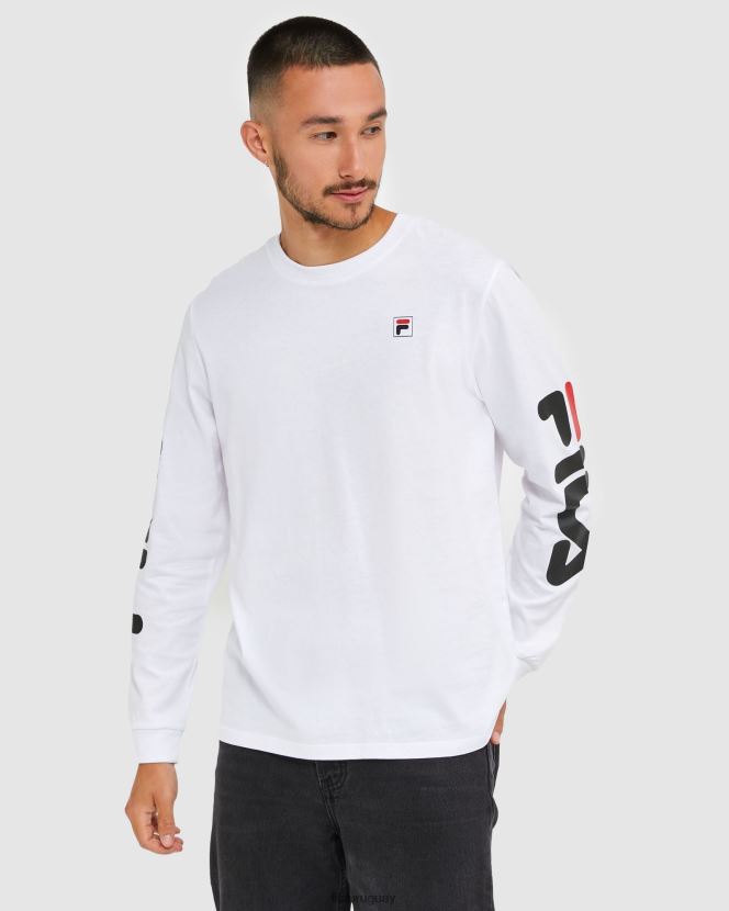 blanco FILA Camiseta clásica de manga larga para hombre fila blanca. 6L8PR22498