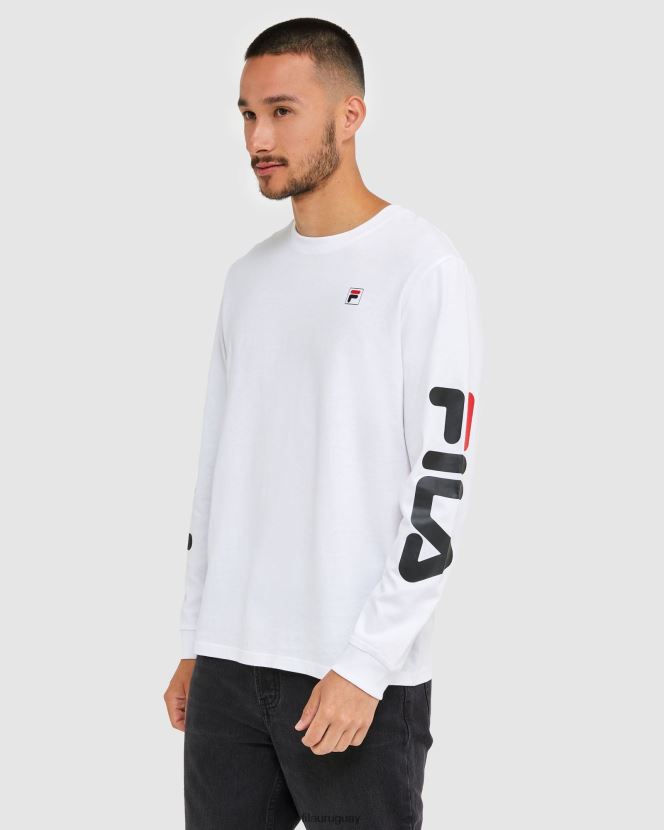 blanco FILA Camiseta clásica de manga larga para hombre fila blanca. 6L8PR22498