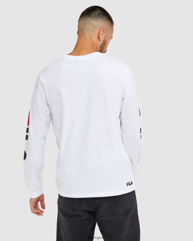 blanco FILA Camiseta clásica de manga larga para hombre fila blanca. 6L8PR22498
