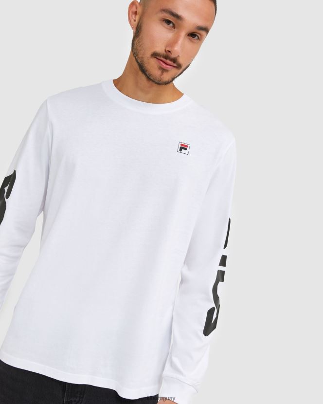 blanco FILA Camiseta clásica de manga larga para hombre fila blanca. 6L8PR22498