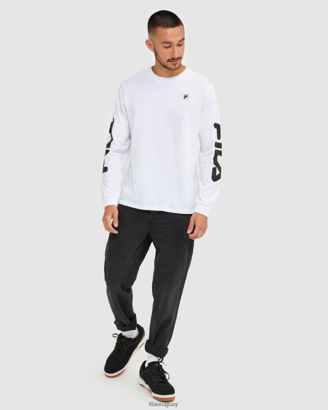 blanco FILA Camiseta clásica de manga larga para hombre fila blanca. 6L8PR22498