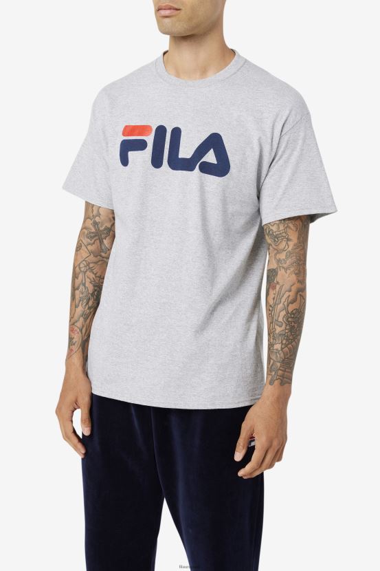 gris jaspeado/azul marino/rojo FILA Camiseta fila gris jaspeado/azul marino/rojo con logo para hombre 6L8PR2268