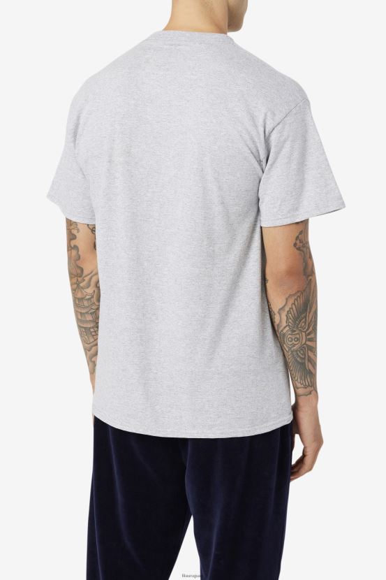 gris jaspeado/azul marino/rojo FILA Camiseta fila gris jaspeado/azul marino/rojo con logo para hombre 6L8PR2268