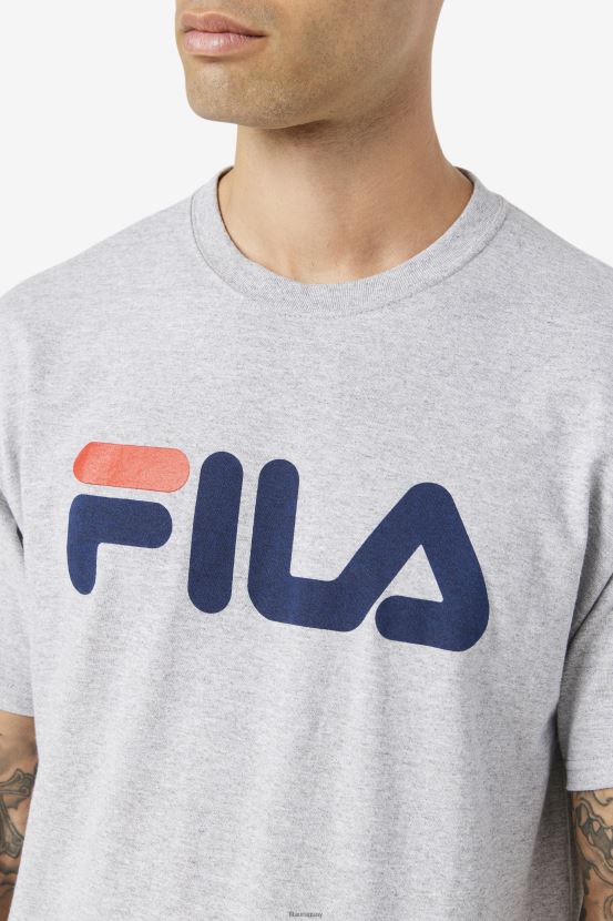 gris jaspeado/azul marino/rojo FILA Camiseta fila gris jaspeado/azul marino/rojo con logo para hombre 6L8PR2268