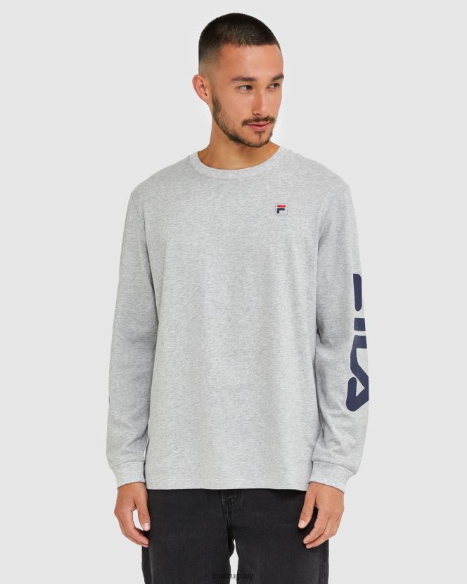 marga plateada FILA camiseta clásica de manga larga para hombre silver marle fila 6L8PR22501