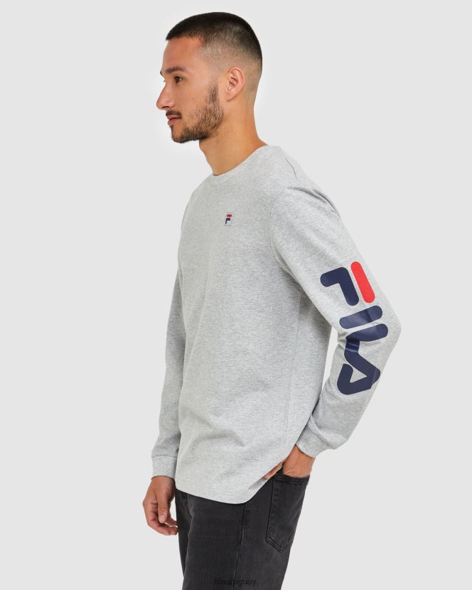 marga plateada FILA camiseta clásica de manga larga para hombre silver marle fila 6L8PR22501