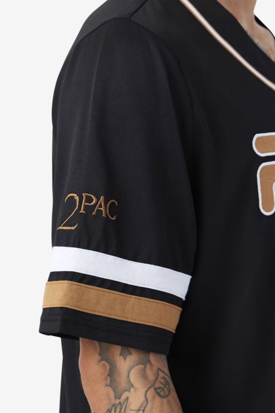 negro/marrón tabaco/blanco FILA Camiseta de béisbol fila 2pac negra/marrón tabaco/blanca 6L8PR2213