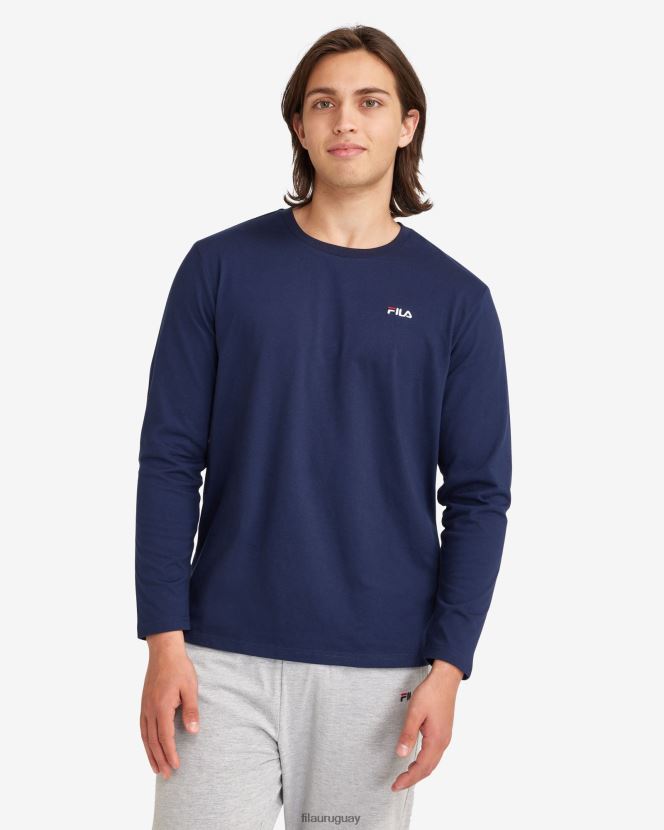 nueva marina FILA nueva camiseta fila azul marino básica l/s para hombre 6L8PR22547