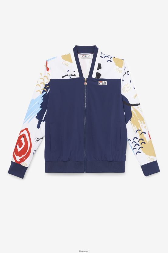 chaquetón/blanco/rojo FILA fila x the museum chaqueta deportiva estampada peacoat/white/red fila 6L8PR2833