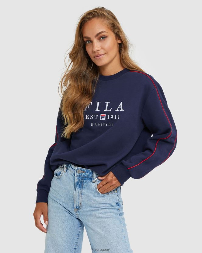 nueva marina FILA fila unisex Heritage Crew New Navy 6L8PR22591