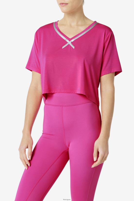 Rosa brillante FILA fila crop top alto-bajo fi-lux rosa brillante 6L8PR21860