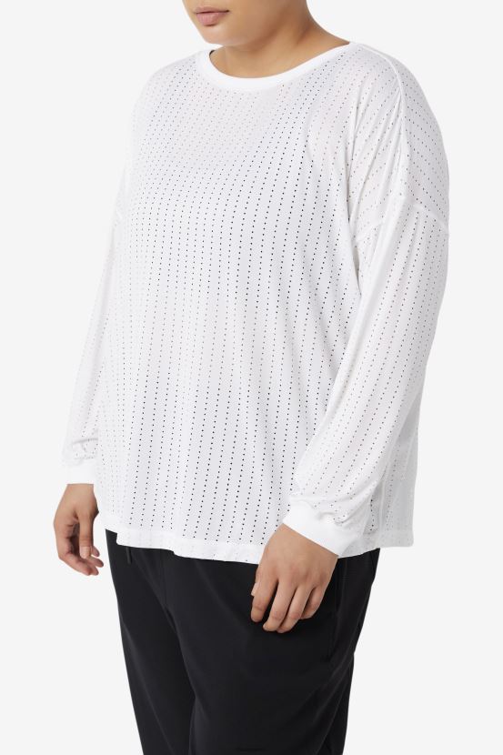 blanco FILA fila camiseta blanca de manga larga fi-lux de malla 6L8PR21888