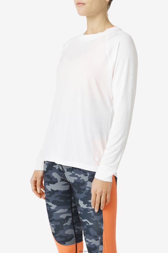 blanco FILA fila fi-lux malla trasera manga larga tripulación blanco 6L8PR21867