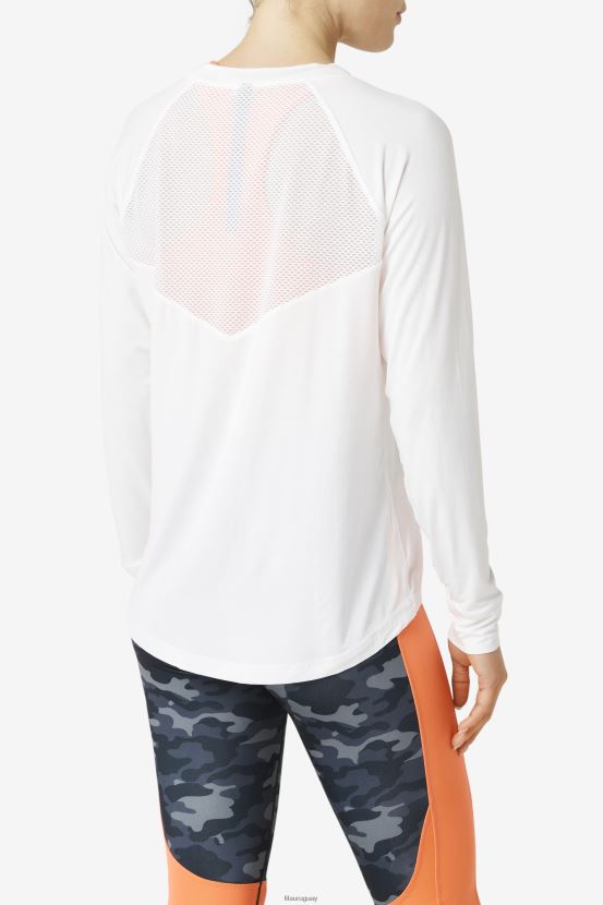 blanco FILA fila fi-lux malla trasera manga larga tripulación blanco 6L8PR21867