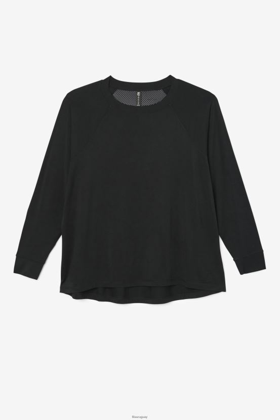 negro FILA fila fi-lux malla trasera manga larga tripulación negro 6L8PR21897