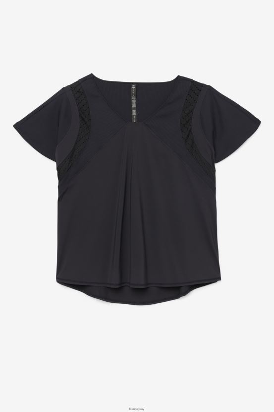 negro FILA fila top manga corta texturizada uplift negra 6L8PR21908