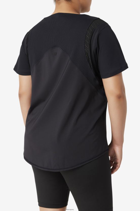 negro FILA fila top manga corta texturizada uplift negra 6L8PR21908