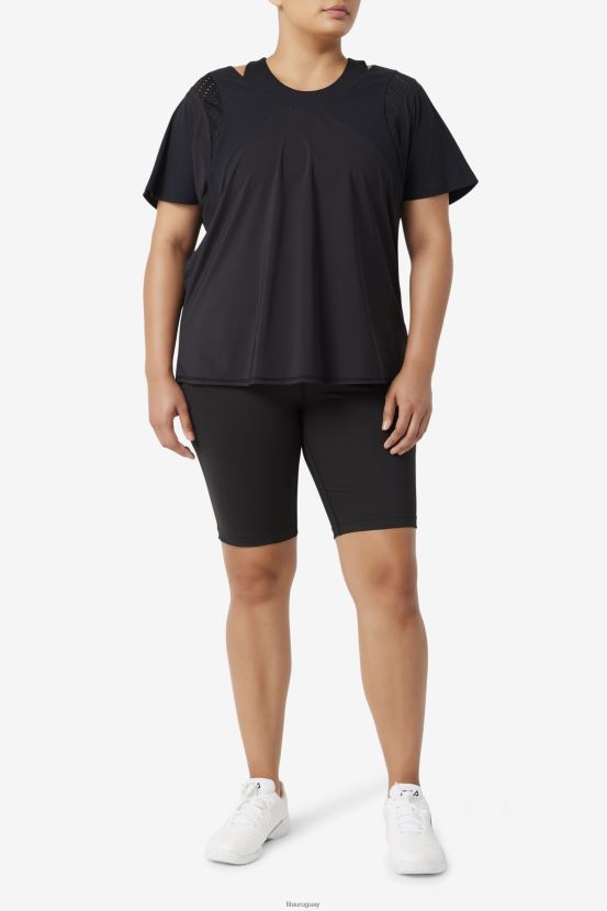 negro FILA fila top manga corta texturizada uplift negra 6L8PR21908