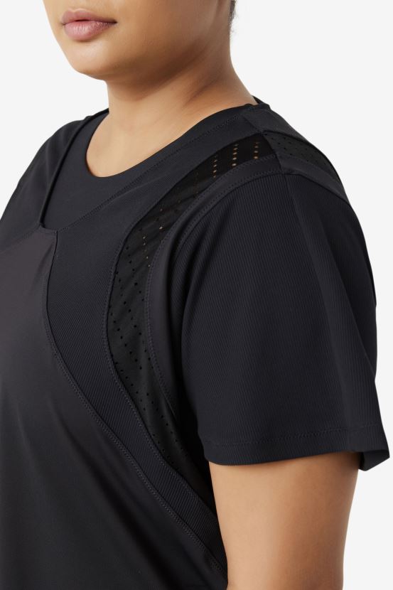 negro FILA fila top manga corta texturizada uplift negra 6L8PR21908