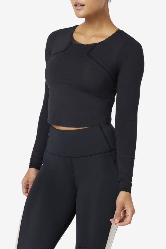 negro FILA fila uplift crop top manga larga negro 6L8PR21883