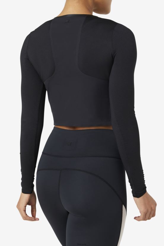 negro FILA fila uplift crop top manga larga negro 6L8PR21883