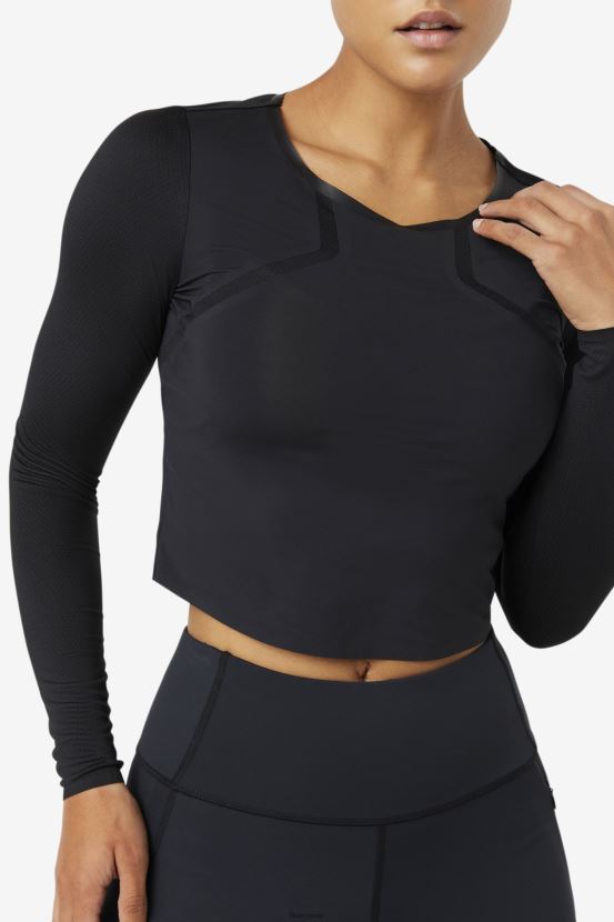 negro FILA fila uplift crop top manga larga negro 6L8PR21883