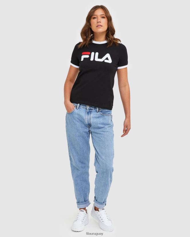 negro FILA camiseta ringer clásica mujer negra fila 6L8PR22903