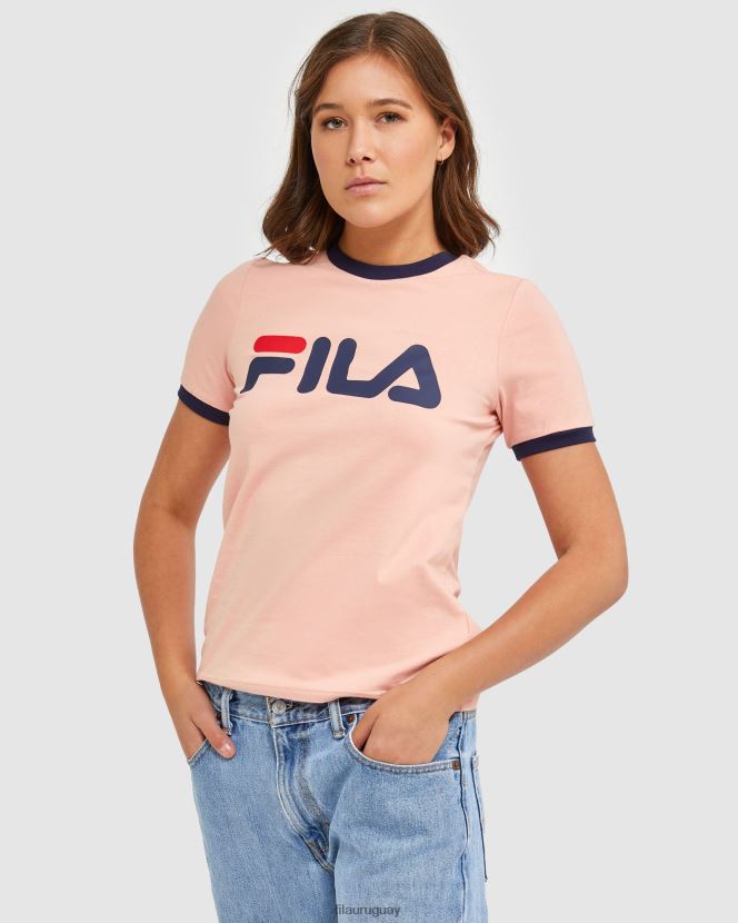 rosa suave FILA camiseta ringer clásica para mujer fila mellow rose 6L8PR22894