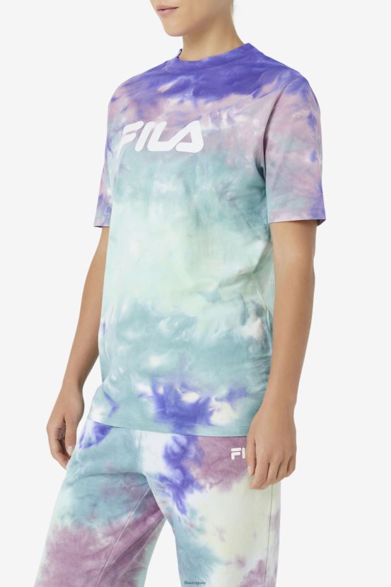 teñido anudado azul aruba FILA camiseta con efecto tie-dye alivia fila aruba blue tie-dye 6L8PR21400