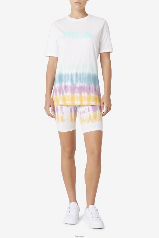 teñido anudado blanco FILA camiseta blanca con efecto tie-dye alivia de fila 6L8PR21402