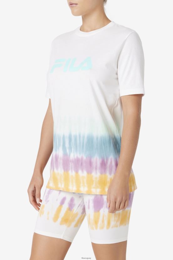 teñido anudado blanco FILA camiseta blanca con efecto tie-dye alivia de fila 6L8PR21402