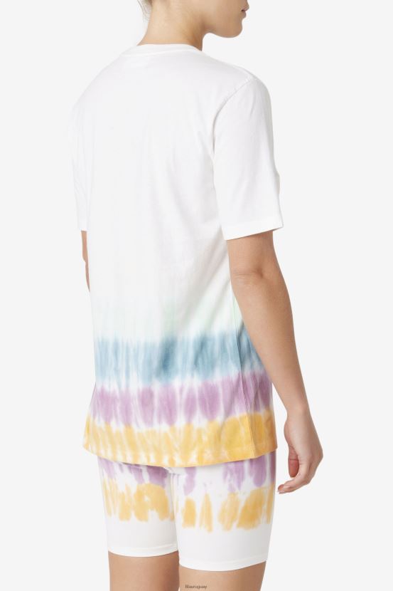 teñido anudado blanco FILA camiseta blanca con efecto tie-dye alivia de fila 6L8PR21402