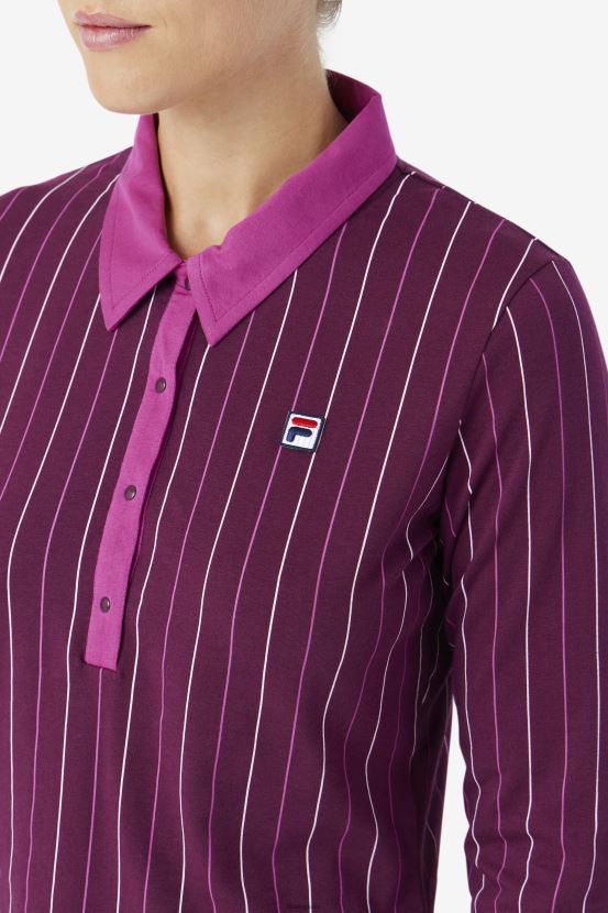 vino de uva/colorete/popurrí FILA fila jada polo de manga larga uva vino/rouge/potpourri 6L8PR21387