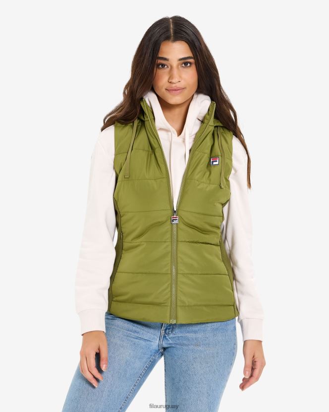 aceituna FILA chaleco fila iranga puff verde oliva para mujer 6L8PR22973