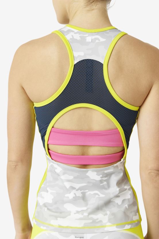 azufre/blanco/azalea/azul marino FILA Camiseta sin mangas con espalda cruzada y bloques de color azufre/blanco/azalea/azul marino fila uplift 6L8PR21869