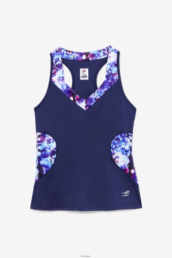 estampado azul marino/azul marino FILA Camiseta sin mangas con cuello halter de pickleball fila navy print/navy 6L8PR22036