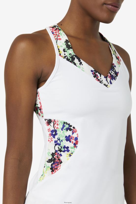 estampado floral multicolor/blanco FILA Camiseta sin mangas con cuello halter de pickleball estampado floral multicolor/blanco fila 6L8PR22033