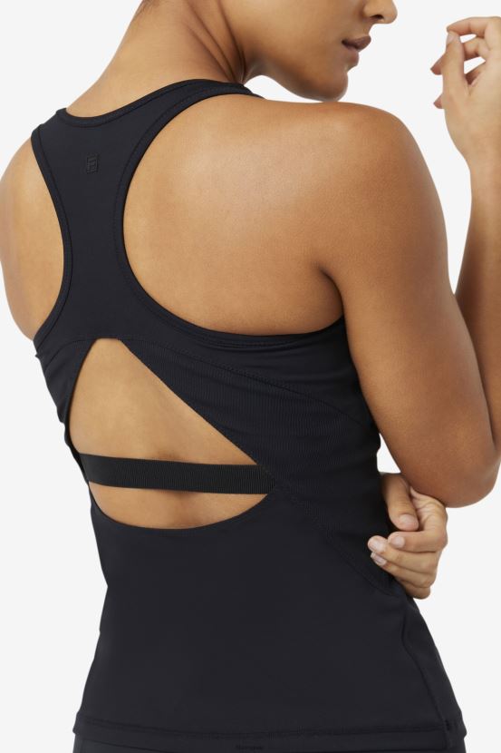 negro FILA camiseta sin mangas fila uplift abierta con espalda cruzada negra 6L8PR21872
