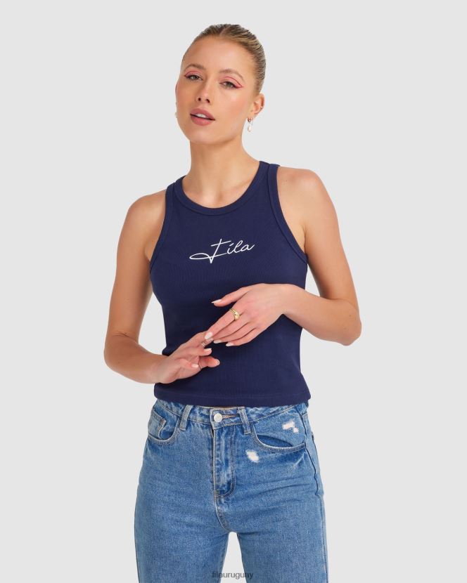 nueva marina FILA camiseta sin mangas cinzia rib para mujer nueva azul marino fila 6L8PR22831