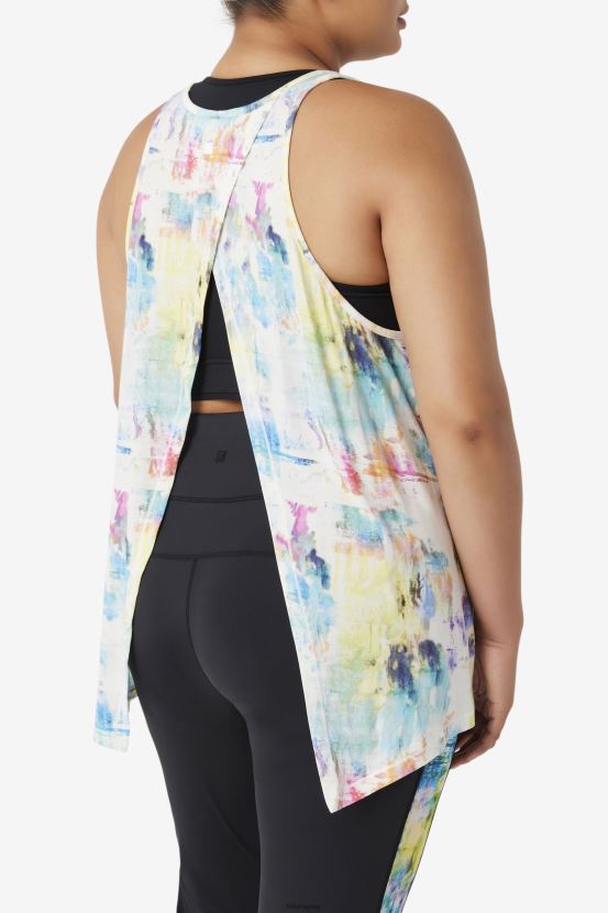 teñido anudado FILA fila tie-dye fi-lux camiseta sin mangas con espalda abierta 6L8PR21912