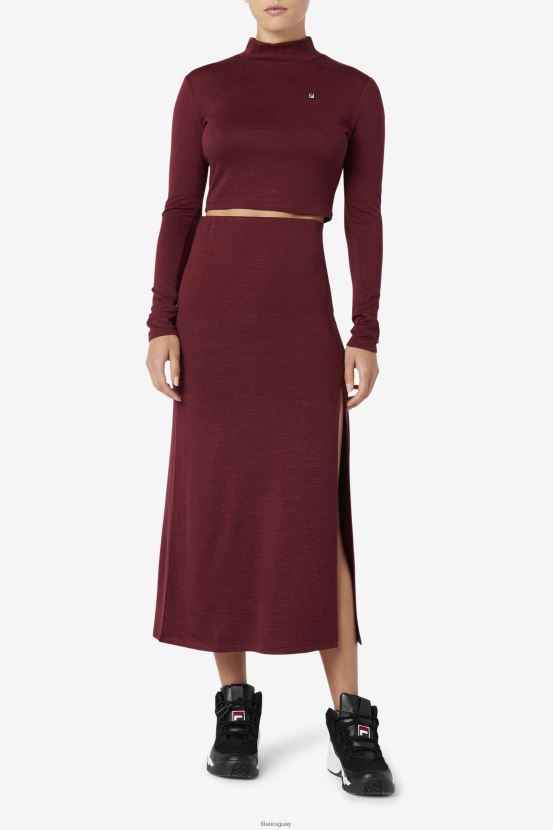 puerto leonado FILA falda midi fila tawny port londyn 6L8PR21752