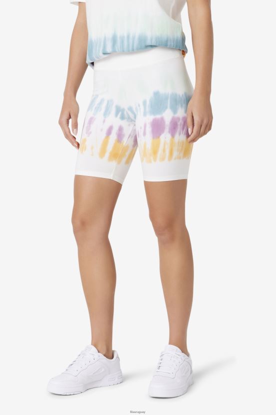 teñido anudado blanco FILA shorts ciclistas con efecto tie-dye blanco fila taima tie-dye 6L8PR21677