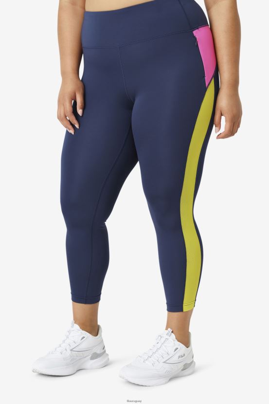 azul marino/rosa brillante/azufre FILA leggings fila 7/8 en contraste azul marino/rosa brillante/azufre forza 6L8PR21980
